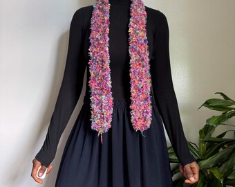 Vintage Multi-coloured crochet fuzzy scarf