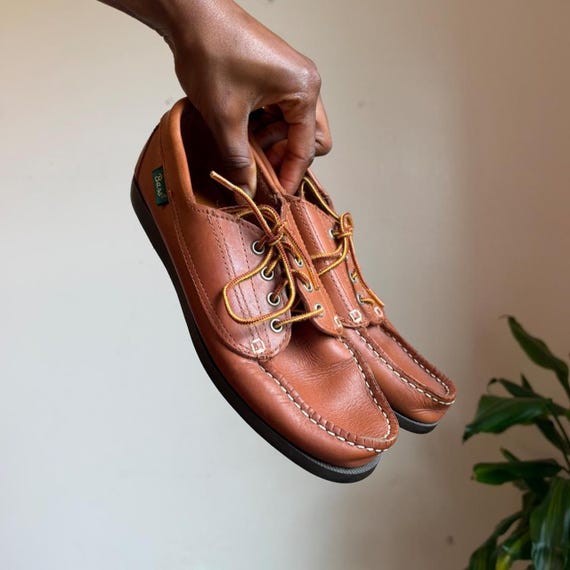 G.H. Bass, 90s G.H. Bass Tan Leather Moc Toe Oxfords Boat Shoes Women US 8.5 N USA made