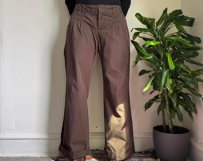 Vintage lowest rise bootcut brown trousers 12