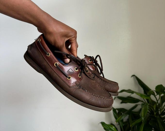 Vintage Unisex Leather Upper Lace  up oxfords shoes size 8