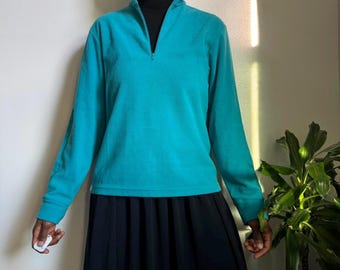 Sudadera de forro polar vintage con cremallera de un cuarto, talla S