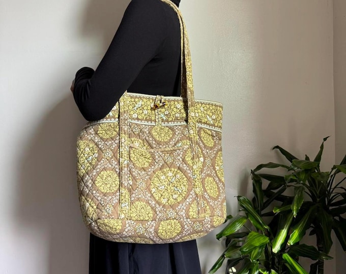 Vintage boho hippie floral tote bag
