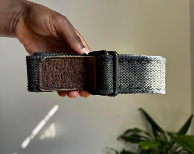 Vintage Woven Double Rectangular Ring grunge streetwear skater belt Size L