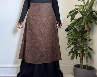 Vintage Y2K K Petite Paisley A-Line Midi Skirt - Size 10P