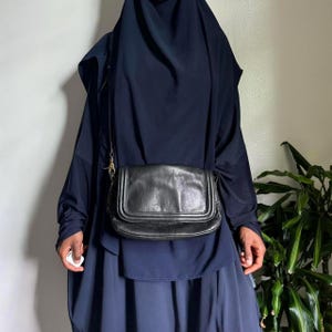 Vintage Schwarz Echtleder Umhängetasche Messenger Tasche