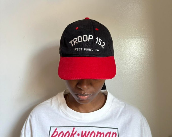 Troop 152 black and red embroidered adjustable cap