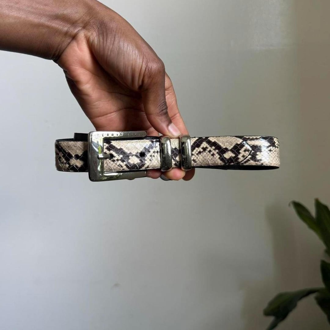 Vintage Genuine Snake Skin Leather Belt With Silver Buckle Size S - Etsy