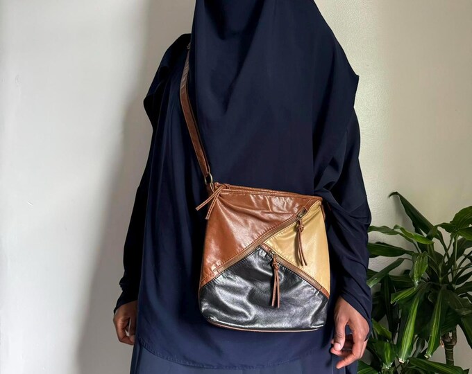Vintage 3 Tones Patched Crossbody/shoulder
