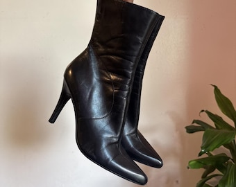 Y2k Nine West Downtown girl Leather Pointed Toe ankle Boots size US 8