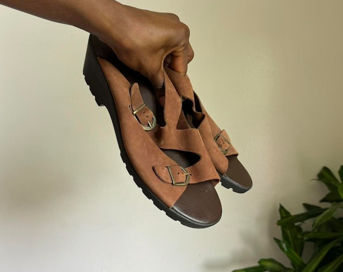 Vintage Strappy top buckles wedge sandals