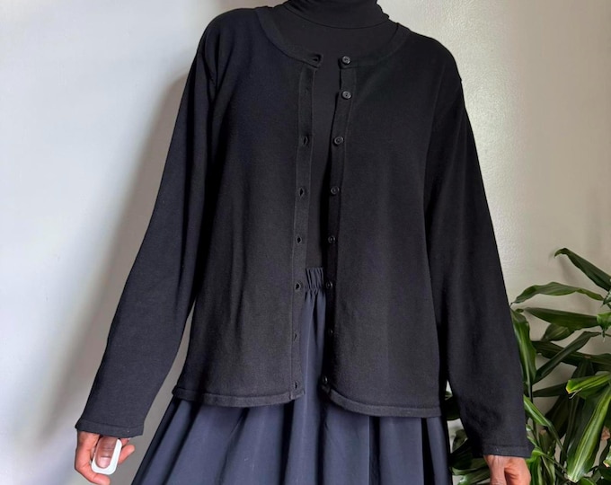 Vintage minimalist black cardigan top 2X