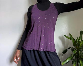 Vintage Purple tank top with silver glitter detailing size L
