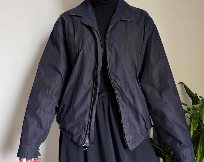 Vintage unisex zip up gorpcore navy bomber jacket size L