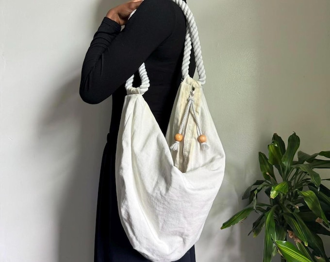 Vintage old Navy Off white crossbody rope duffel shoulder bag