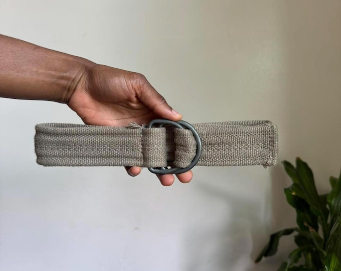 Vintage Y2K Tan canvas belt with double adjustable buckles