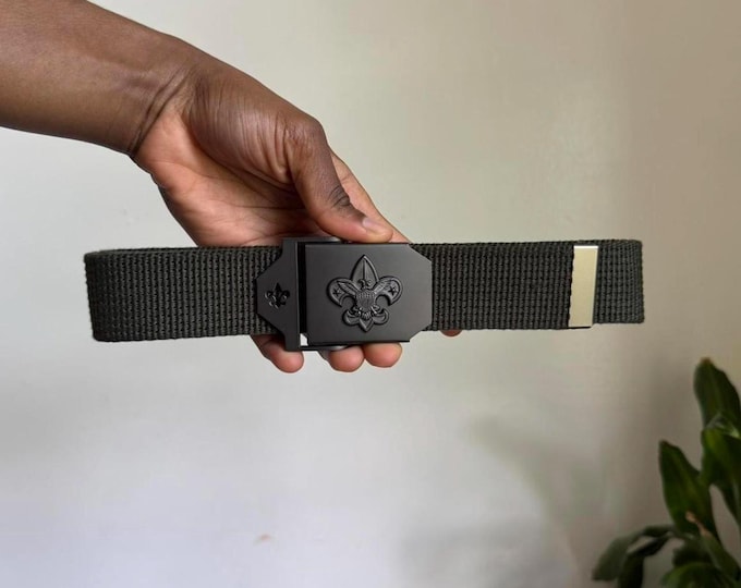 Vintage khaki Boy Scouts Canvas buckle adjustable belt