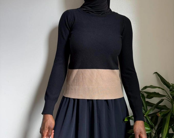 Vintage two tones crewneck pullover knit lightweight sweater top size M