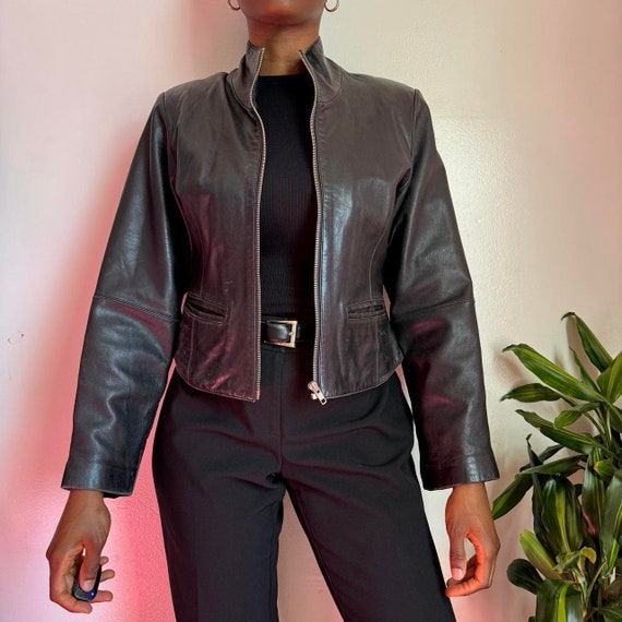 Vintage zip up Leather jacket in black - image 1