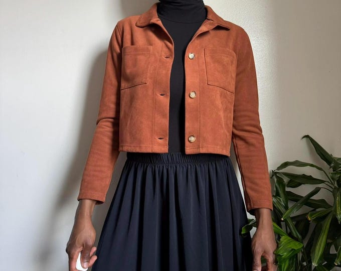 Vintage cowgirl faux Suede cropped jacket size Fits like S