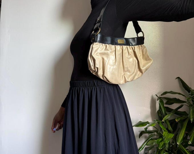 Vintage Y2K coquette cream black shoulder bag