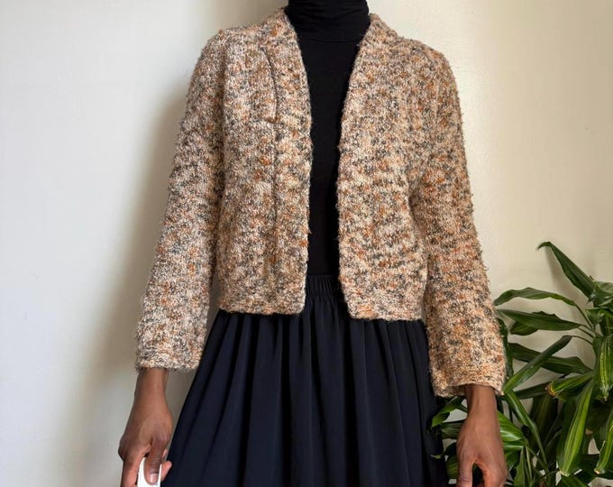 Vintage chunky knit boho hippie earthy cardigan size S