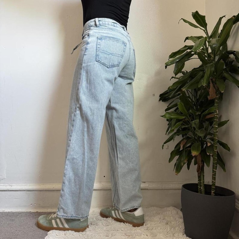 Vintage Style Buffalo Jeans High Rise Wide Leg Denim Tie Waist 28 image 4