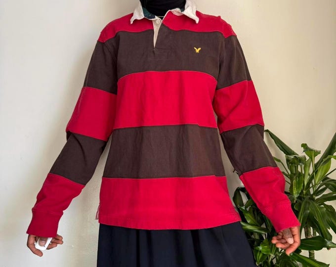 Vintage oversized long sleeve half button argyle pullover sweater size L/G