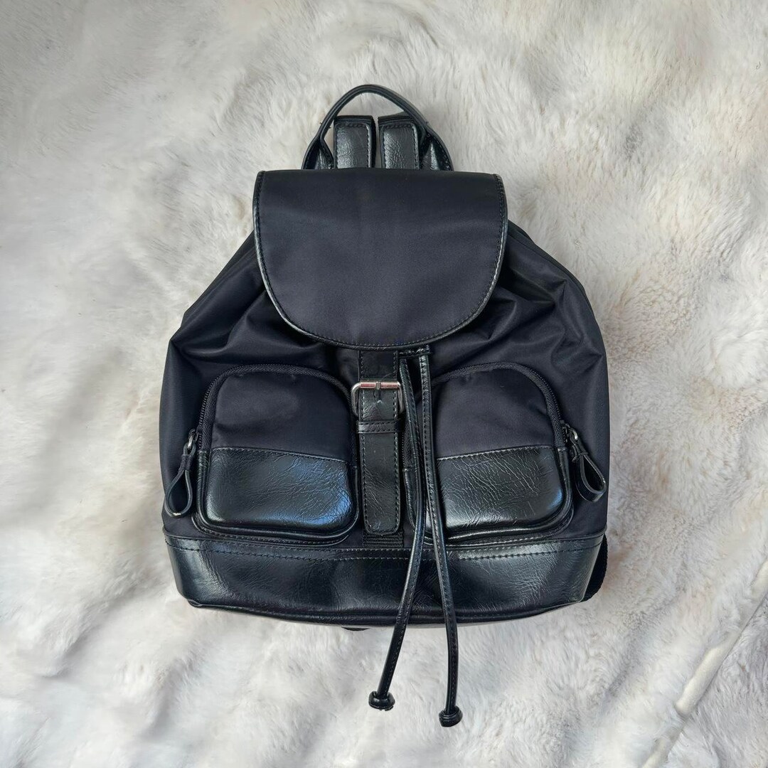 Classic Black Mini Backpack With Two From Pockets - Etsy