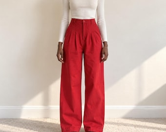 High Waisted Rust Red Wide Leg Sailor Pants Size 6