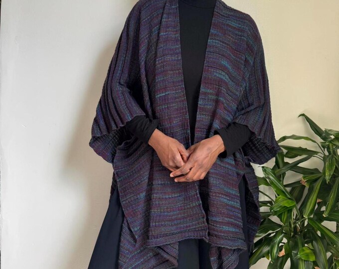Vintage ethnic poncho shawl cardigan top boho hippie earthy one size
