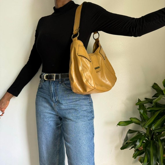 Vintage leather tan tote shoulder bag - image 2