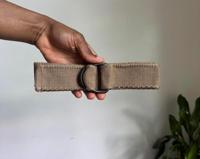 Vintage Tan canvas belt with adjustable buckle length 41"
