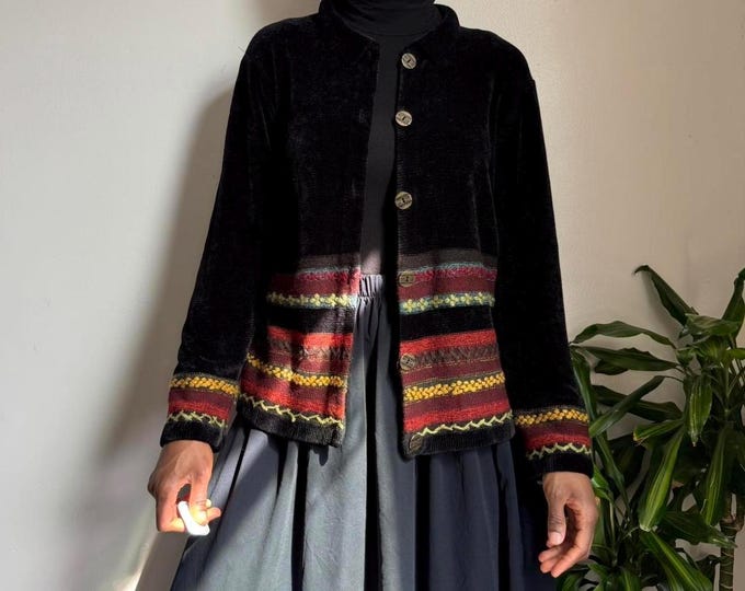 Vintage whimsygoth grunge indie button down cardigan sweater jacket size L