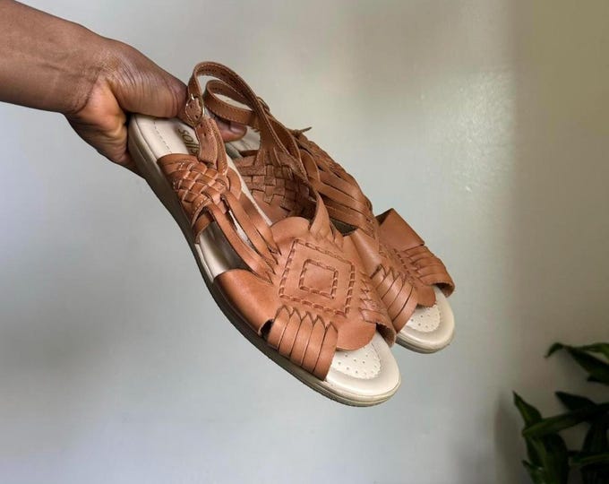 Vintage Leather Upper Open Toe