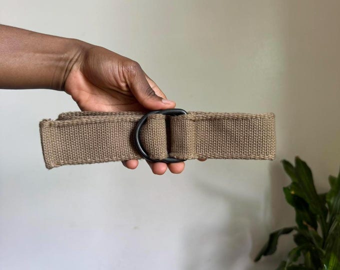 Vintage Tan canvas belt with double adjustable buckles