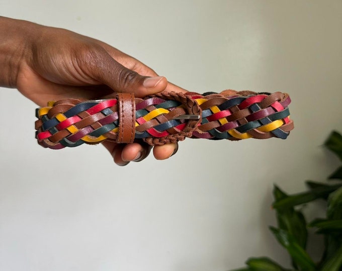 Vintage multi color western braided belt
