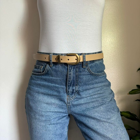 Classic beige & gold Genuine leather belt - image 1