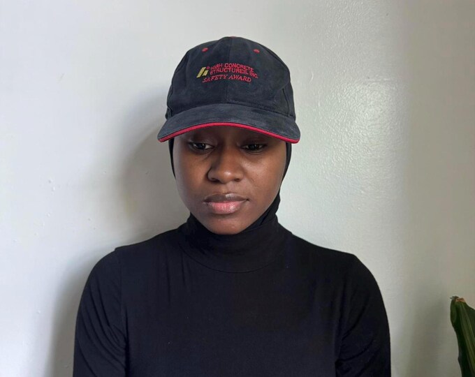 Faded Black and red embroidered cotton cap
