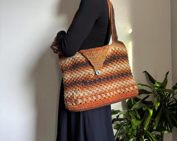 Handmade boho/hippie crochet tote shoulder bag