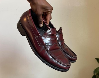 Vintage Nunn Bush bordeaux leer oud geld penny loafer herenmaat 8