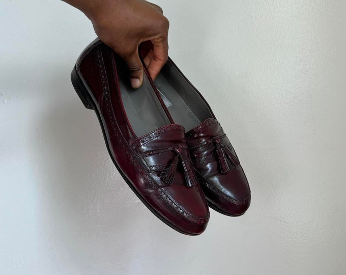 Vintage unisex Burgundy Upper leather loafer flat