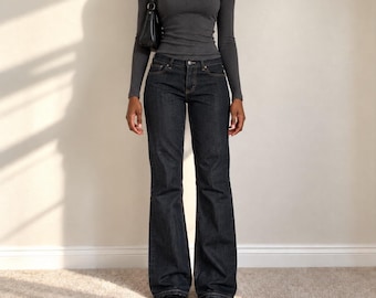 Y2K d&co Black Embellished Bootcut Jeans Rhinestone Beaded Pockets