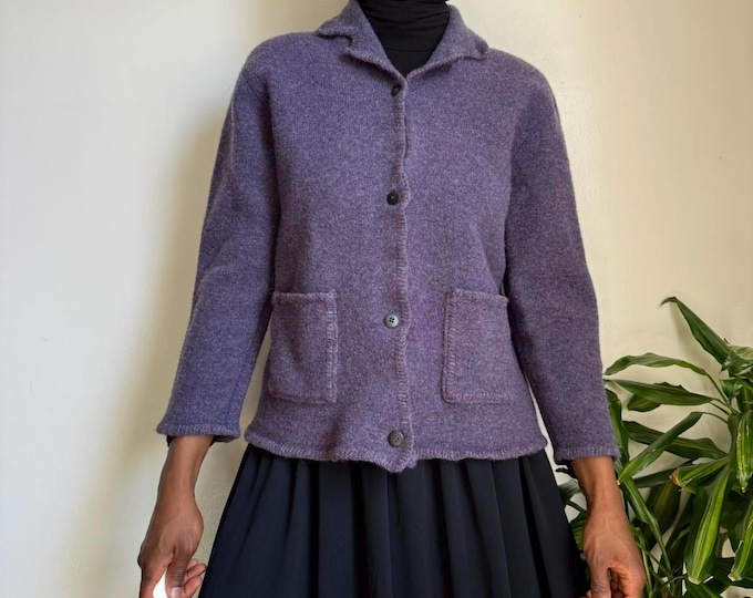 Vintage pure New Wool long sleeves button down kimono shirt size S