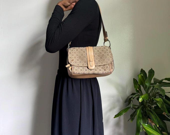 Y2K Villager Tan and cream mini shoulder bag