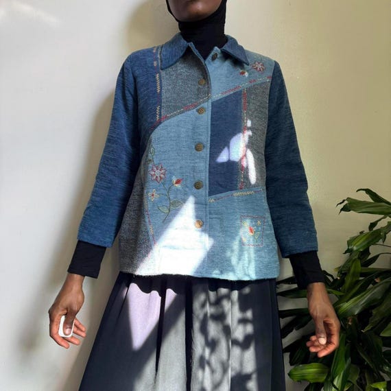 Vintage patchwork button up jacket size 14P - image 4