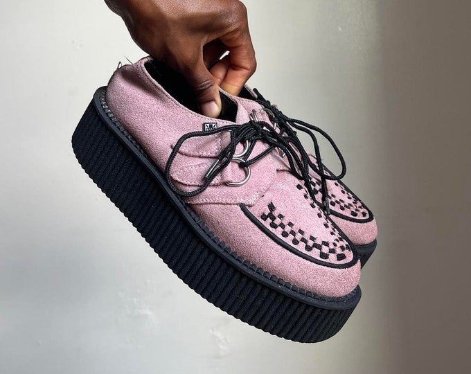 Y2K women lace up pink chunky sole loafer shoes