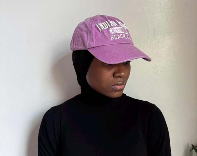 Vintage Purple pink Indian Rocks Beach, FL casual embroidered cap one size