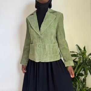 Vintage cowgirl green genuine leather Suede Y2K coquette jacket size XL