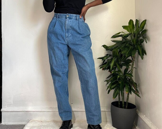 Vintage Classic high-waist slim ballon legs blue jeans