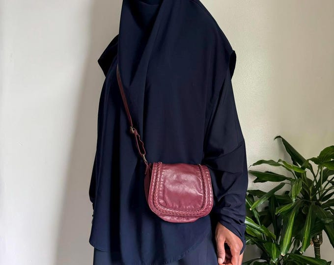 Vintage Burgundy Mini Crossbody/shoulder Black